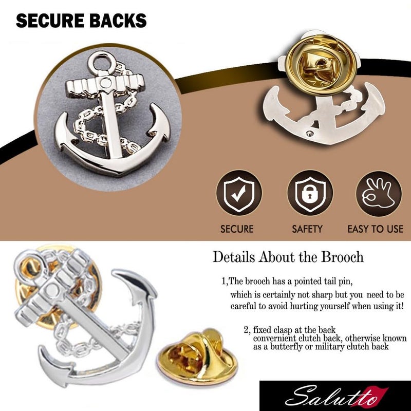 Salutto Anchor Lapel Pin Silver - Image 4